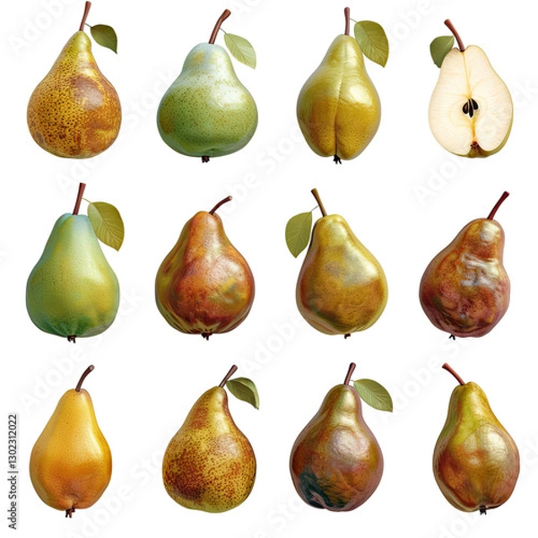 Fototapeta Collection of pears transparent background