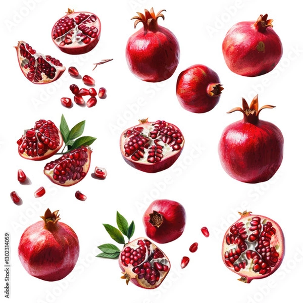 Fototapeta Collection of pomegranates transparent background