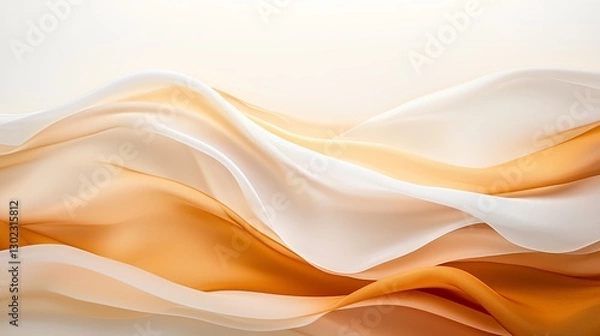 Fototapeta Abstract flowing fabric waves in soft beige and orange hues, creating a serene and elegant background.