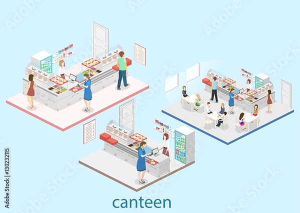 Fototapeta Isometric flat 3D concept vector interior of a coffee shop