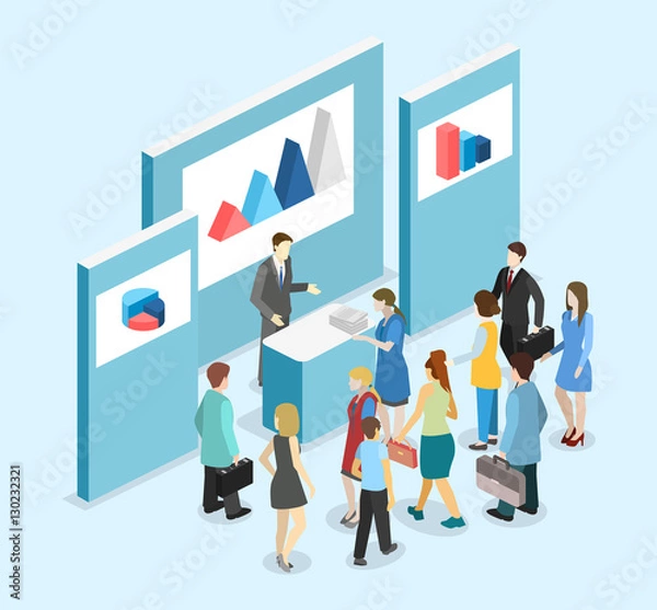 Obraz Isometric flat 3D concept vector exhibition or promotion stand.