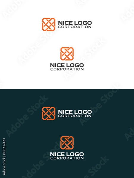 Fototapeta plexus logo, abstract square logotype with intertwined lines