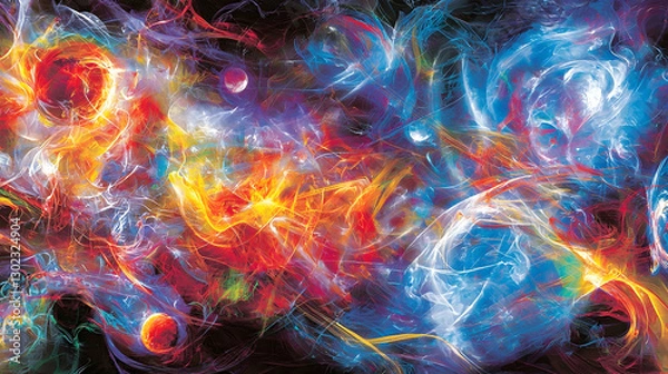 Fototapeta Cosmic Nebula Swirls, vibrant colors, space background, abstract art, website banner