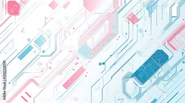Obraz Abstract Circuit Board Background with Soft Colors and Geometric Shapes
