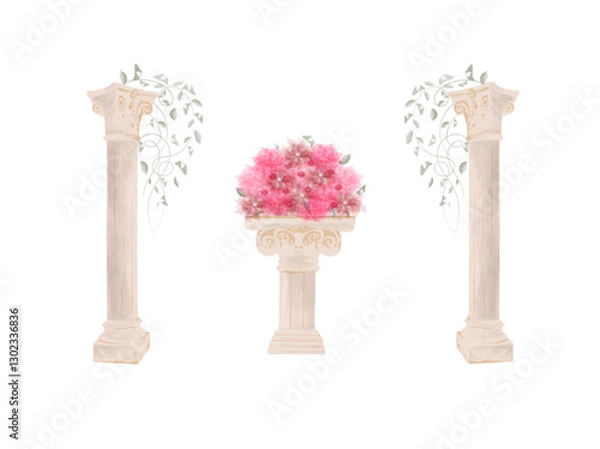 Obraz columns and pedestal with flowers 