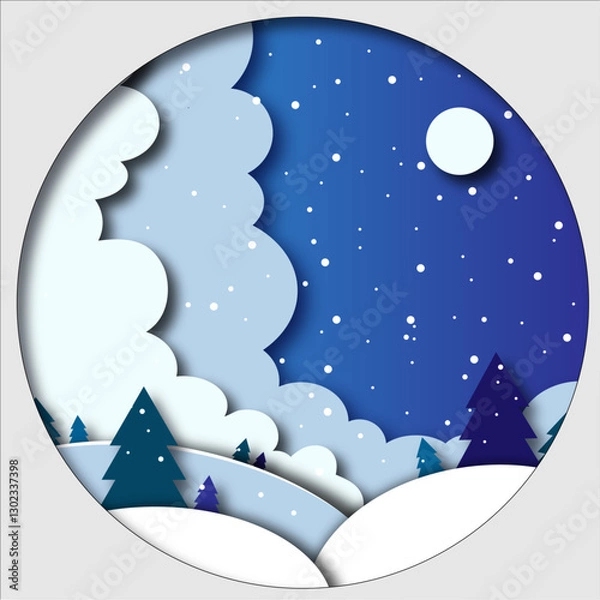 Obraz christmas night landscape