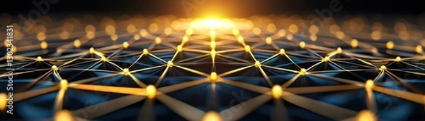 Fototapeta Dynamic web of light connections digital realm abstract image futuristic environment aerial view technology concept