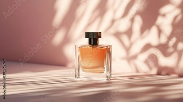 Fototapeta A luxury product mockup showcasing a perfume bottle with elegant packaging, soft lighting