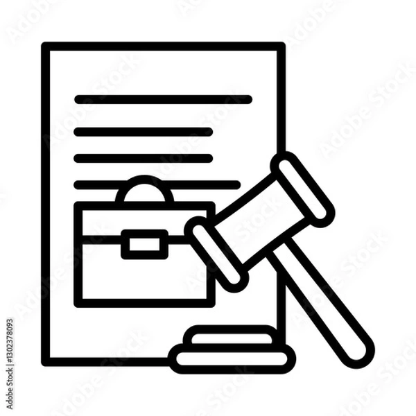 Fototapeta Image icon of a document with work rules written on it. The document has a bag written on it. There are gavels around it.