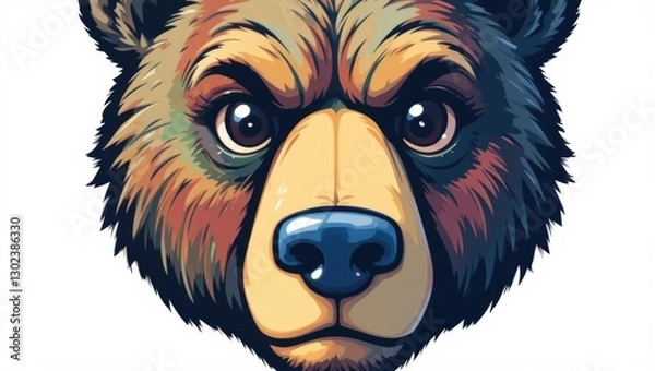 Fototapeta Realistic Portrait of a Fierce Brown Bear with Captivating Eyes and Strong Expression