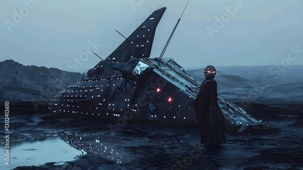 Fototapeta 荒廃的なSF風の画像 159 Generative AI