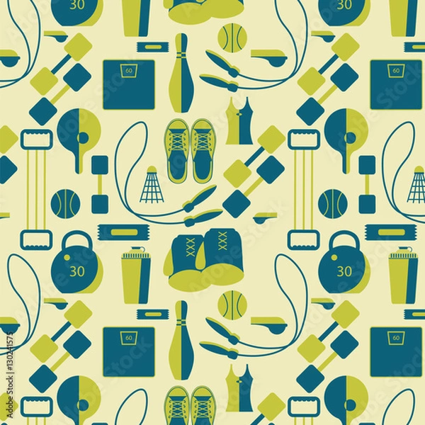 Obraz Seamless pattern with sport equipment