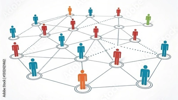 Fototapeta Colorful Network Connection Icons Isolated on White Background, Network, Connectivity