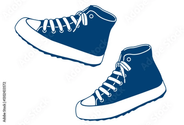 Obraz スニーカーのイラスト　単品　単色　ベクター
