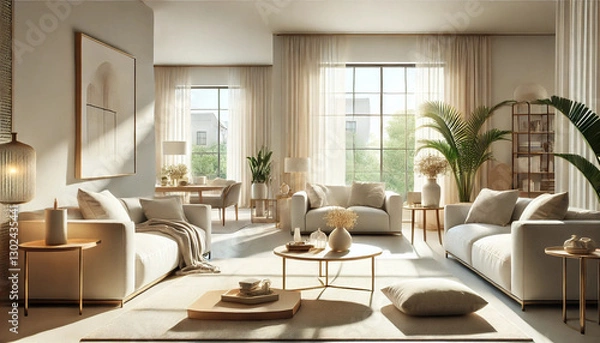 Fototapeta 広いゆったりとしたリビングルーム