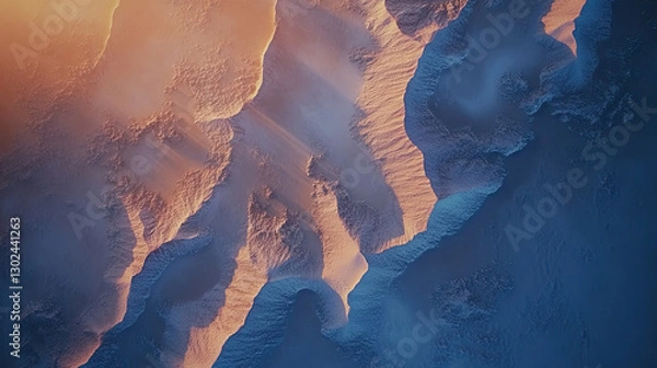 Fototapeta Aerial View of Abstract Textured Landscape with Soft Light Effects