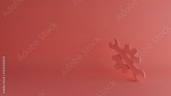 Fototapeta Wrench and gear icon. Wrench and gear on red background. Wrench vector design and illustration. Presentation background. Repair instruments.