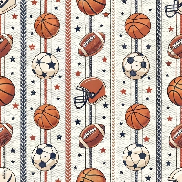 Fototapeta Seamless Sports Pattern Design Playful Background Digital Art Creative Space Aesthetic View Inspiring Concepts