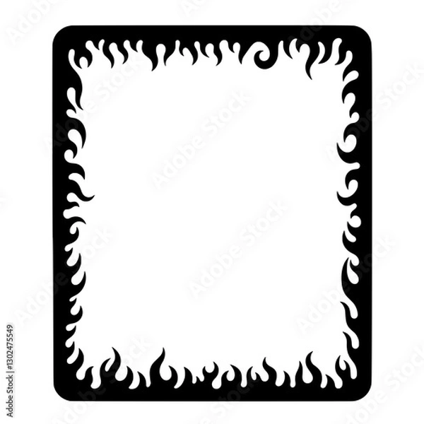 Fototapeta Fiery Frame: A stylized, black-edged frame adorned with dynamic flame patterns, creating a visually striking border for various design applications.