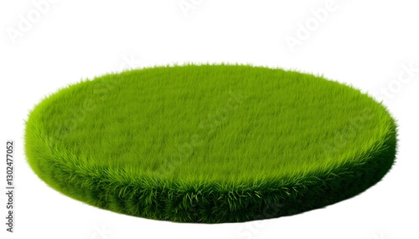 Obraz 3D Grass Podium Isolated on Transparent Background, Round Platform