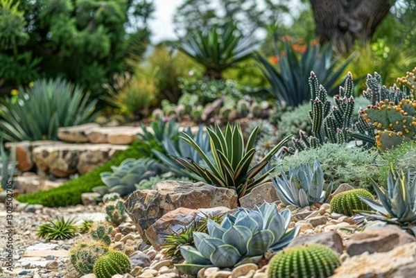Fototapeta Ultra Quality Image of Xeriscaping WaterEfficient Desert Landscaping