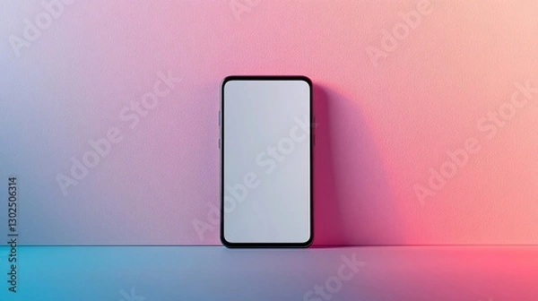 Obraz Smartphone mockup with blank screen against vibrant gradient background.