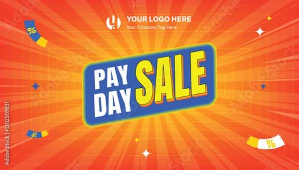 Obraz Colorful Payday Sale Banner with comics on a colorful dynamic background. Editable Vector Illustration.