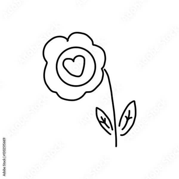 Obraz hand drawn rose heart flower