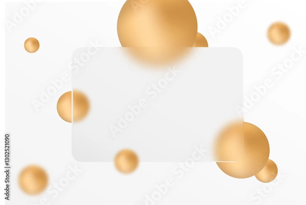 Obraz Vector image of a morphism glass table with a transparent rectangle and golden spheres on a blue background. Eps 10