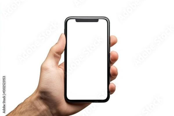 Fototapeta Vibrant Color Image of Hand Holding Smartphone Isolated on White Background with Clipping Path