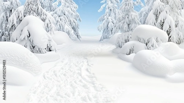 Obraz Snowy Path Through a Winter Forest