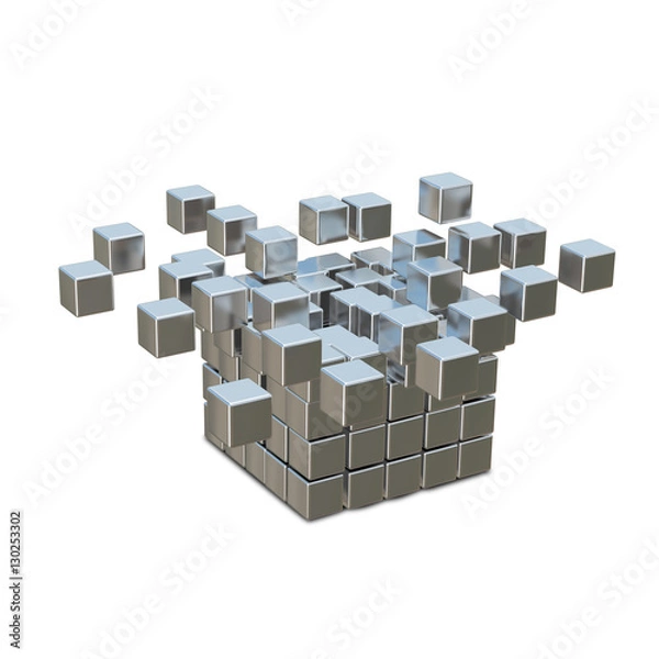 Obraz 3D Illustration Collapsible Metal Cube