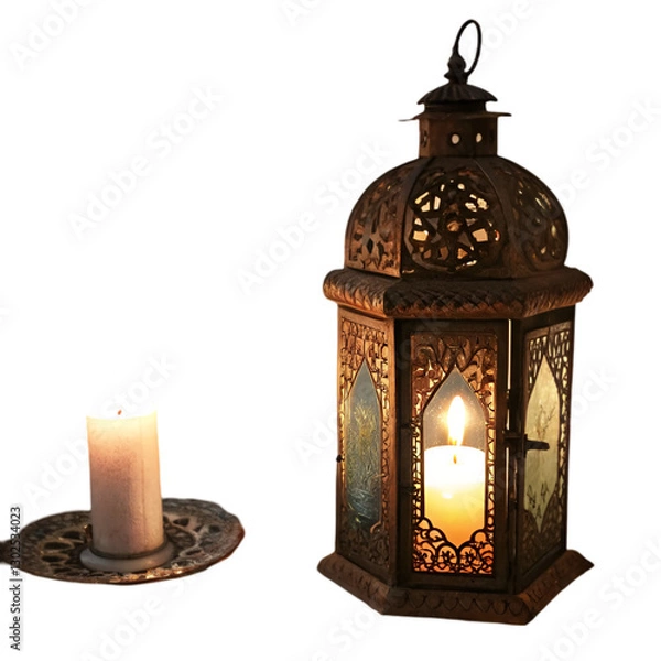 Obraz Elegant Black Lantern with Warm Candlelight Gothic Design Home Decor
