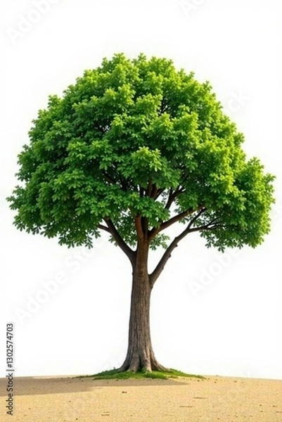 Fototapeta Large tree isolated on white and beige ground, tree, simplicity