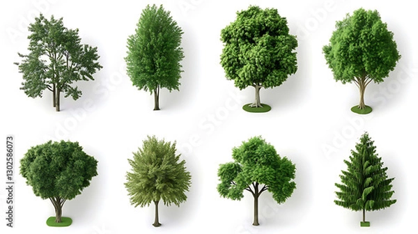 Fototapeta Diverse tree varieties display nature scene image collection vibrant environment top-down view botanical concept