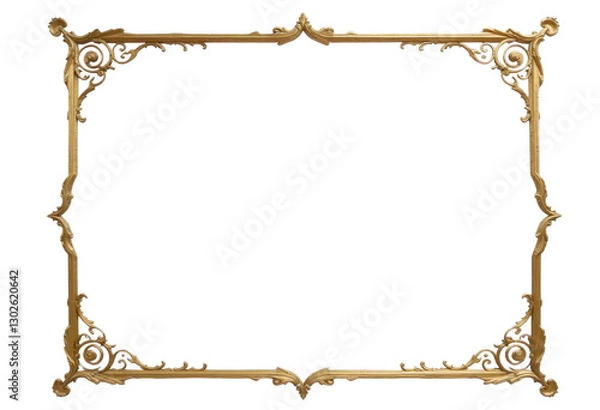 Fototapeta Ornate golden frame with transparent background