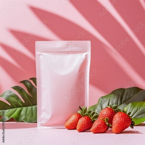 Obraz 無地のプロテインパウチとシンプルな背景