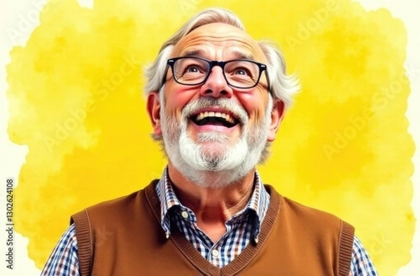 Obraz Portrait, concentrated gaze, full, excited man, free space for text