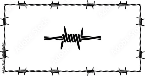 Obraz Barbed wire logo. Isolated barbed wire on white background