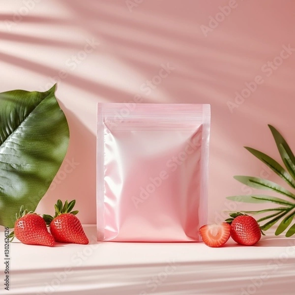 Obraz 無地のプロテインパウチとシンプルな背景