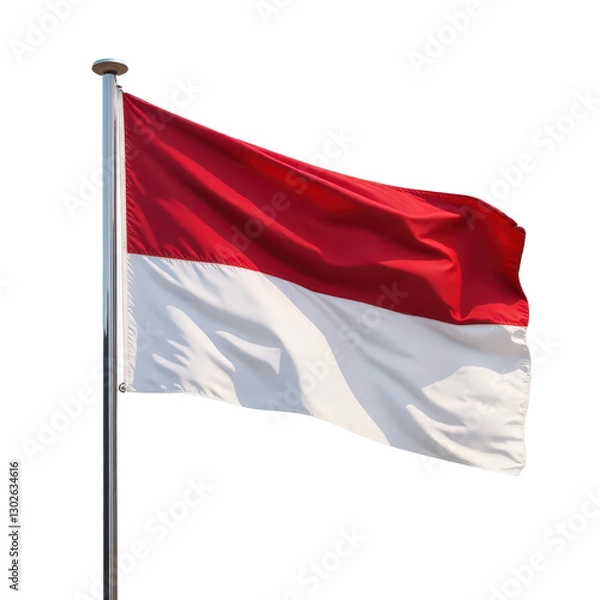 Fototapeta Waving red and white flag with transparent background
