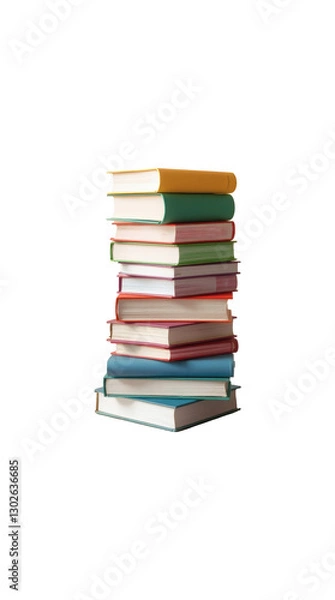 Obraz Stacked Books: Reading, Education & Knowledge - Isolated Background Book Pile