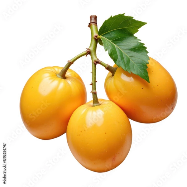 Fototapeta Yellow Imbu Fruit Branch with Leaf, transparent background