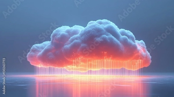 Fototapeta color illustration of cloud storage, abstract cloud shines in different colors	
