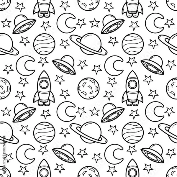 Fototapeta hand drawn seamless pattern with space theme star version