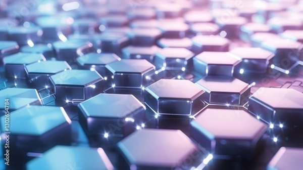 Fototapeta Abstract Hexagon Network: Futuristic Technology Background
