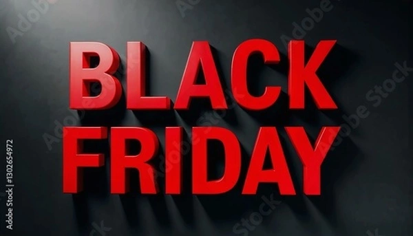 Fototapeta 'Black Friday' text in bold red letters with dramatic lighting and shadows