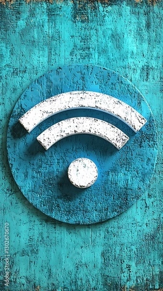 Fototapeta Rusty Wifi Sign on Teal Wall