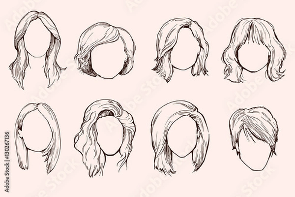 Fototapeta Set of Woman hairstyles.