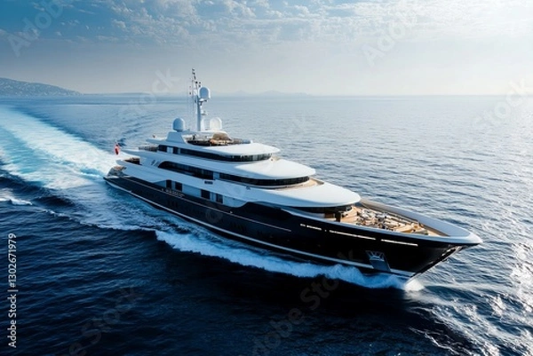 Fototapeta Luxury Yacht Sailing on the Open Sea